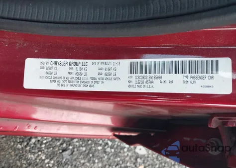 2014 Chrysler 200 Limited из США, поврежденный, VIN 1C3CCBCG1EN165000